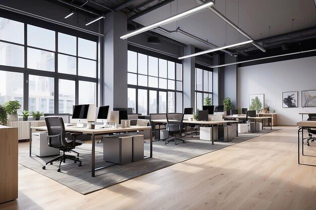 empty coworking area no people open space modern office interior horizontal 1029476 21836